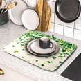 thumbnail image 5 of St Patricks Day Clover Dish Drying Mat for Kitchen Counter 16x18 Inch Green Lucky Shamrock Clover Kitchen Mat Microfiber Super Absorbent Dishes Drainer Rack Pad for Kitchen Counter Coffee Bar, 5 of 6