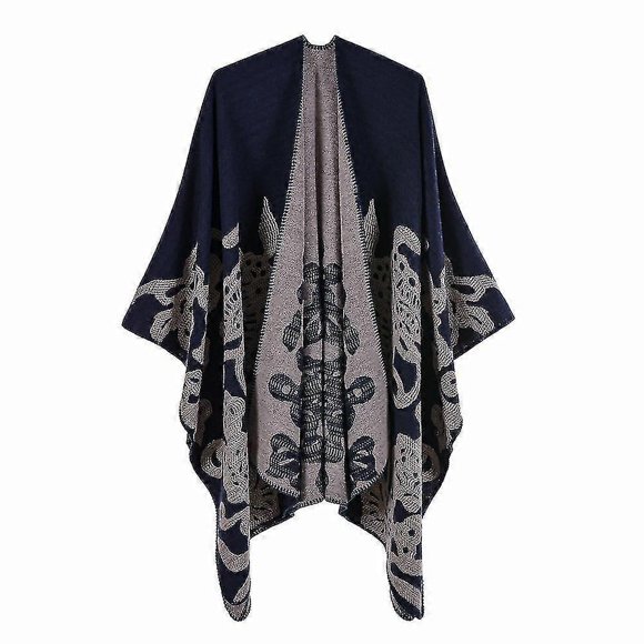 Women's Color Block Shawl Wrap Open Front Poncho Cape