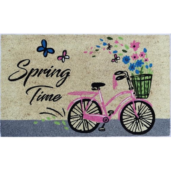 Imports Decor 580PVC 30 x 18 x 0.5 in. Spring Bicycle Mat - Beige, Grey & Black