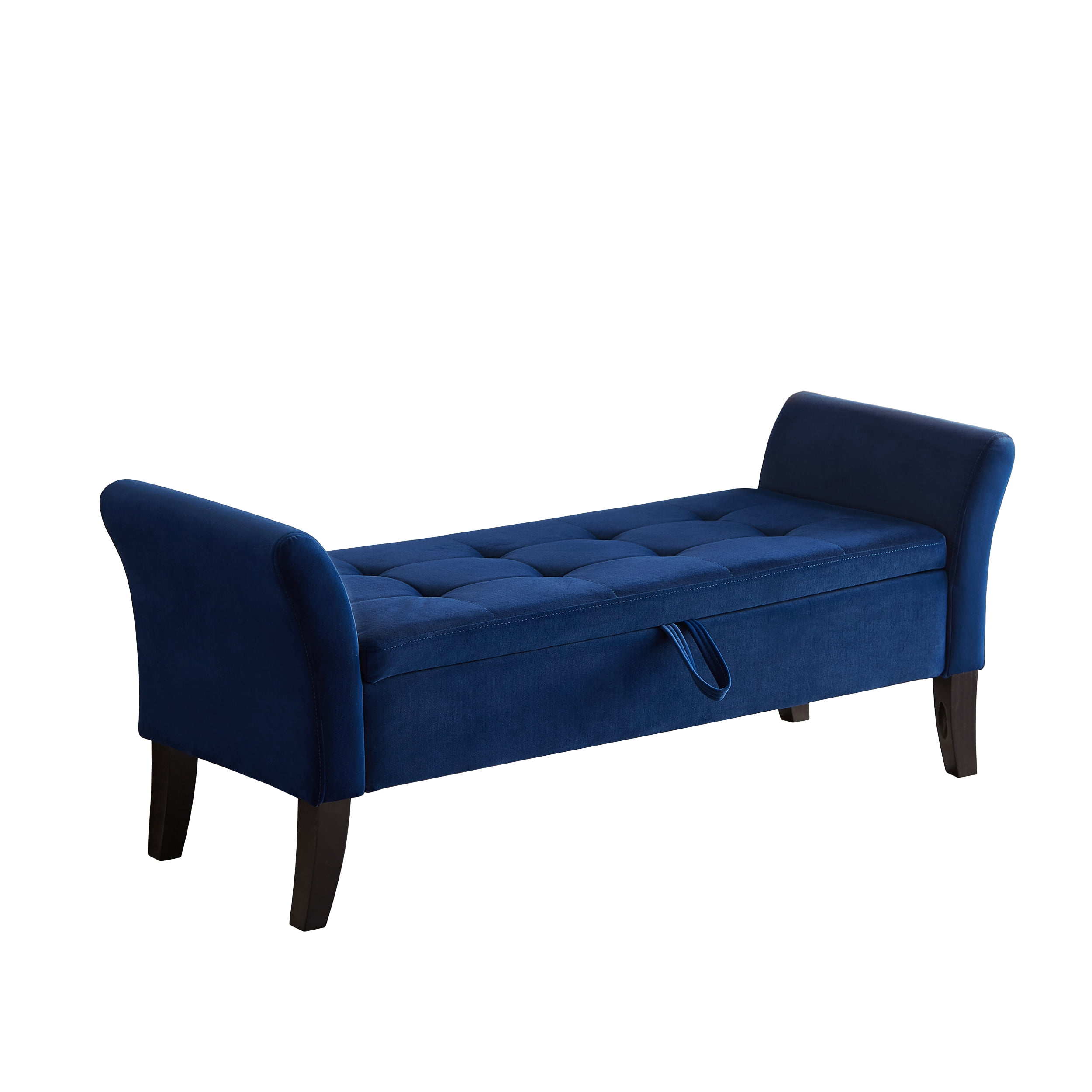 Miniyam Tufted Polyester Ottoman Bench with Cushioned Padded Seat, Blue