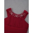 thumbnail image 4 of iEFiEL Big Little Girls Halter Neck Chiffon Summer Dress Sleeveless Rhinestone Wedding Birthday Party Dress Wine Red 12, 4 of 7