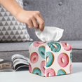 thumbnail image 4 of Tissue Box Cover, Pink Blue Donut Print Leather Tissue Box Holder - Tissue Case Facial Paper Organizer for Bathroom, Vanity Countertop, Tabletop, Car, Night Stands, 4 of 7