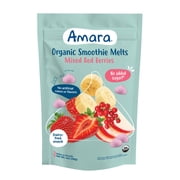 (2 pack) Amara Organic Smoothie Melts, Mixed Red Berries, Baby & Toddler Snacks, No Added Sugar, Baby Food Stage 2, 1 oz Bag