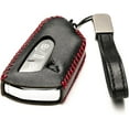 thumbnail image 2 of Vitodeco Genuine Leather Smart Key Fob Case Compatible with Volkswagen MK8 Golf GTI, ID4, Atlas (4-Button, Black/Red), 2 of 6