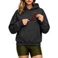 thumbnail image 5 of Bmisegm Womens Hoodies Pullover Drawstring Hood Long Sleeve Front Pocket Earphone Pocket Loose Drop Shoulder Solid Hoodie for Women, 5 of 8