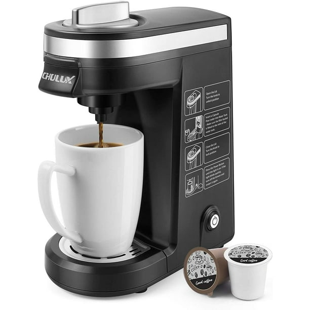 Cafetera monodosis CHULUX para café de un solo taza con depósito de 12 onzas, negra