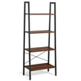 thumbnail image 1 of Giantex 4-Tier Wood Ladder Shelf, Display Rack w/Large Storage Space, Modern Bookshelf for Home & Office, Black, 1 of 4
