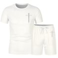 thumbnail image 4 of Letdown Mens Short Sleeve T Shirt and Shorts Set Casual Two Piece Outfit Lightweight Breathable Summer Lounge Athletic Wear (White2,XXXL), 4 of 4