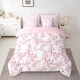 thumbnail image 2 of Manfei Cherry Blossom 7-Piece Twin Bedding Sets,Japanese Flower Bedding Comforter Set,Pink White Breathable Sheet Sets,Breathable Floral Bedroom Decorative,Reversible, 2 of 7