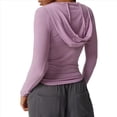 thumbnail image 3 of Túnica de Punto Acanalado de Larga para Mujer, Cuello Redondo, Botones, Informal, Estilo Henley, Blusa Ajustada. Púrpura L, 3 of 8