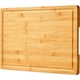 thumbnail image 1 of Tabla de cortar de bambú para cocina, tabla grande de madera para embutidos y quesos de 45 cm, bloque de madera con asas laterales y ranuras para jugos., 1 of 5
