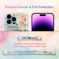 thumbnail image 4 of Case for iPhone 13 Pro Max 6.7 inch, Colorful Retro Oil Painting Flower Case Pretty Glossy Pattern Wave Case Cute Sparkly Floral Curly Cover Stylish Soft Case for Women and Girl - Blue White, 4 of 14