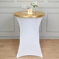 Balsa Circle Gold Round Fitted Metallic Spandex Cocktail Table Top Cover Party Events Home Decorations Supplies