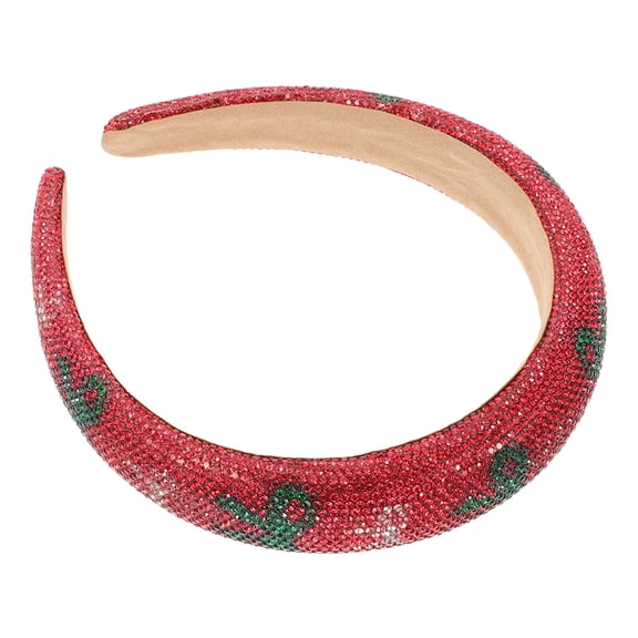 Raindrops Wide Padded Christmas Headband Rhinestone Embellished Crystal Hair Accessory for Holiday Decor