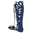 thumbnail image 3 of New Women Breckelles Solo-15W Suede Knee High Open Toe Lace Up Gladiator Sandal, 3 of 5