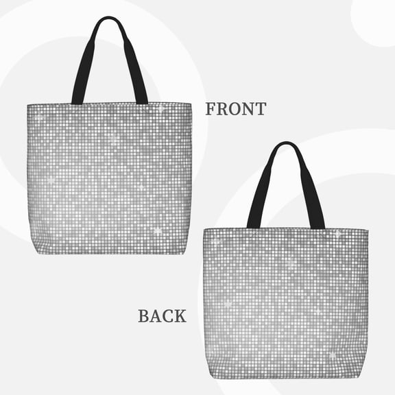 Lafuoo Silver Mosaic Pattern Single Shoulder Convenience Bag, Large Capacity Zippered Handbag for Shopping, Unisex-One Size