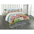 thumbnail image 2 of Ambesonne Landscape Quilted Coverlet 3 Pcs, Carnival Many Rides, King Size, Multicolor, 2 of 4