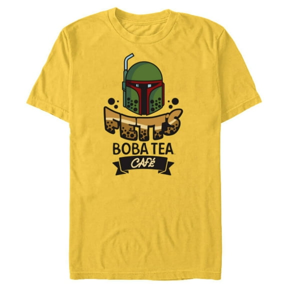 Star Wars Boba Fett’s Boba Tea Café Logo Funny - Short Sleeve Blended T-Shirt for Adults - Customized-Yellow