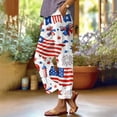 thumbnail image 2 of America 250 Pants for Women Patriotic American Flag Print Wide Leg Trousers Elastic High Waist Casual Breathable Pants with Pocket, #01 Light Blue, M, 2 of 5