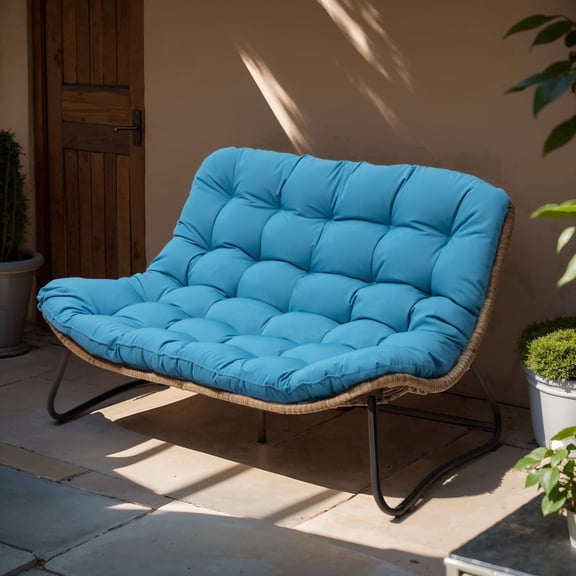 Crestlive Patio Loveseat Sofa, 2 Seater Outdoor Couch, All-Weather Rattan Large Furniture with Soft Cushions, Black