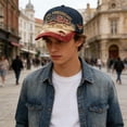 thumbnail image 4 of 250th Anniversary USA Hat, We the People Hat, Vintage Distressed Washable Patriotic Baseball Cap with USA Flag & 1776-2026 Digital Printed, Trucker Hat for Men Women, Spliced Color, 4 of 6