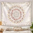 thumbnail image 6 of Mandala Tapestry Wall Hanging Flower Psychedelic Tapestry Wall Hanging Decor for Living Room Bedroom Bohemian Plant Print (Off-white, 51" x 60"), 6 of 6