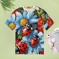 thumbnail image 4 of Ladybugs Floral Garden-2 T Shirts Basic T-Shirt Short Sleeve Ladies Tee Shirt Summer Graphic Clothing, 4 of 6