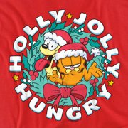 Garfield And Odie Christmas Holly Jolly Hungry Womens Crop Top T-Shirt, Red, Small