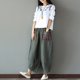 thumbnail image 1 of Mujeres de la vendimia de empalme étnico pantalones harén cintura elástica pantalones de pierna anch Abanopi Verde/M, 1 of 7