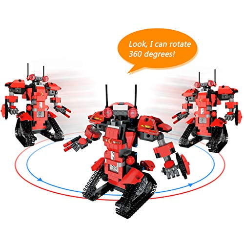 STEM Building Block Toy RC Robot for Kids, aukfa App Controlled & Remote Control Robotic Toy for Boys and Girls, Engineering Educational Build Kit,  Early Learning Birthday Gift for 8 Years and Up 