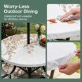 thumbnail image 5 of Round Outdoor Tablecloth with Umbrella Hole and Zipper, Eucalyptus Leaves Tablecloth with Elastic Waterproof, Khaki Summer Botanical Weeping Patio Table Covers for 55" - 60" Picnic Pool Tables, 5 of 9