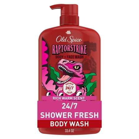 Old Spice Body Wash for Men, 2 in 1 Face and Body Wash, Raptorstrike, Dark Berry Scent, 33.4oz