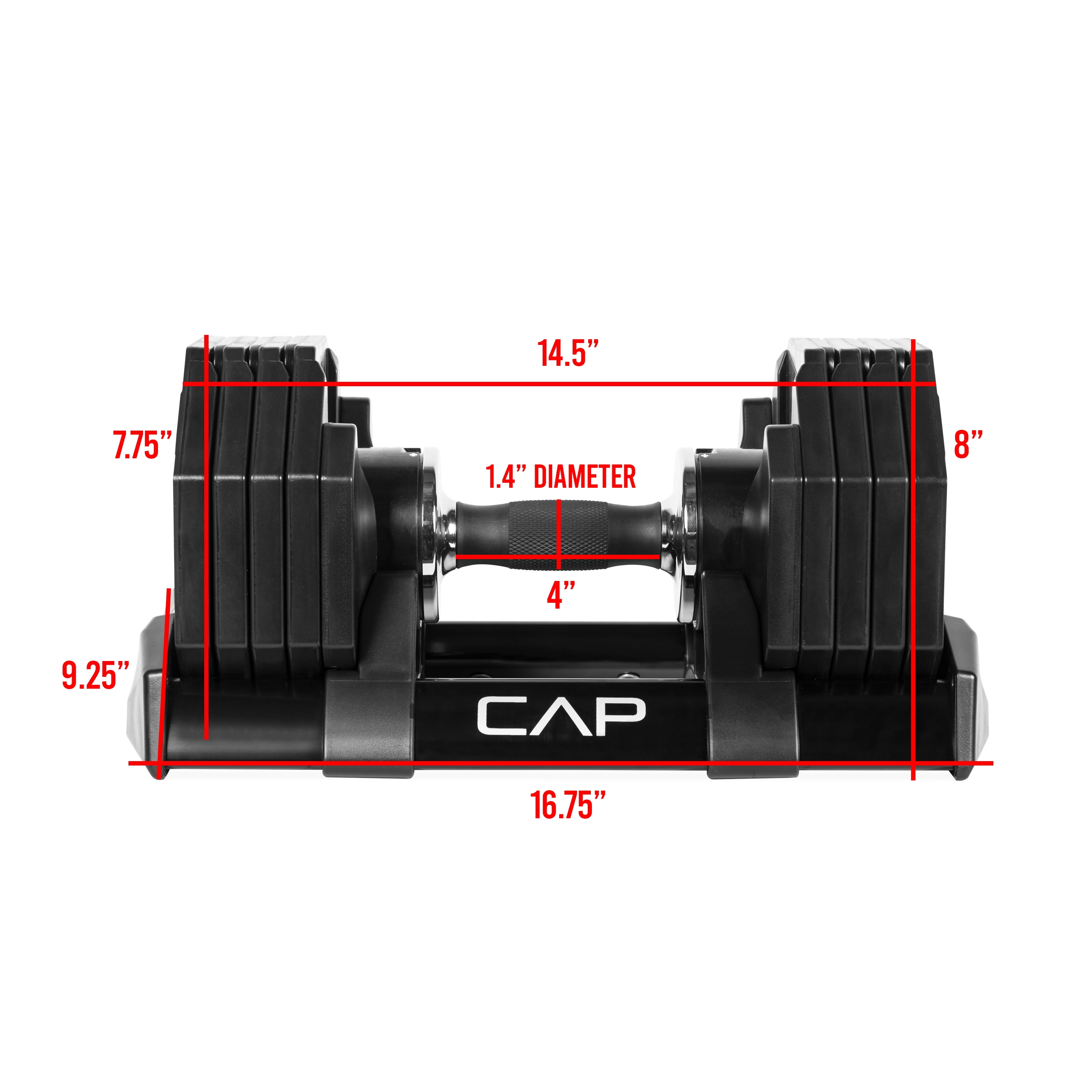 CAP Adjustable Dumbbell, Quick Select 5-50 Pounds, Single - 899863542