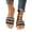 Black, variant on Womens Faux Pearl Embellished Slide Sandals Tweed Fringe Band Braided Jute Color Block Insole Summer Flats