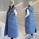 thumbnail image 3 of Chaleco largo de algodón para mujer Chaleco de invierno de algodón con capucha de longitud media para mujer Chaleco grueso de talla grande para invierno, 3 of 5
