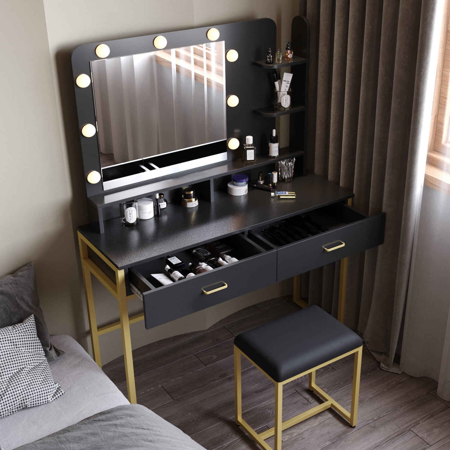 新製品情報も満載 Vanity CLAUBIO Set 2 with Desk Mirror,Vanity Lighted with 立体・オブジェ