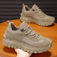 thumbnail image 4 of Men's Lace‑Up Mid‑Top Outdoor Hiking Shoes, Spliced Multi‑Panel Upper Footwear with Deep‑Lug Rugged Thick Outsole for Mountain Trekking and Field Outdoor Activities, 4 of 9
