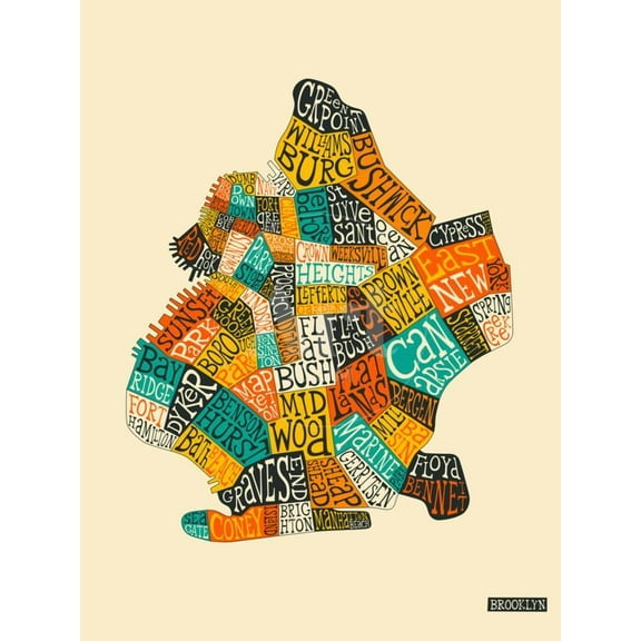 Brooklyn Neighbourhoods, Unframed Art Print Wall Art by Jazzberry Blue Sold by Art.Com