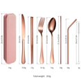 thumbnail image 3 of Vajilla portátil de acero inoxidable, juego de caja de trigo, juego de 7 piezas, cuchillo, tenedor, cuchara, palillos, juego de pajita, ligero y fácil, 3 of 5