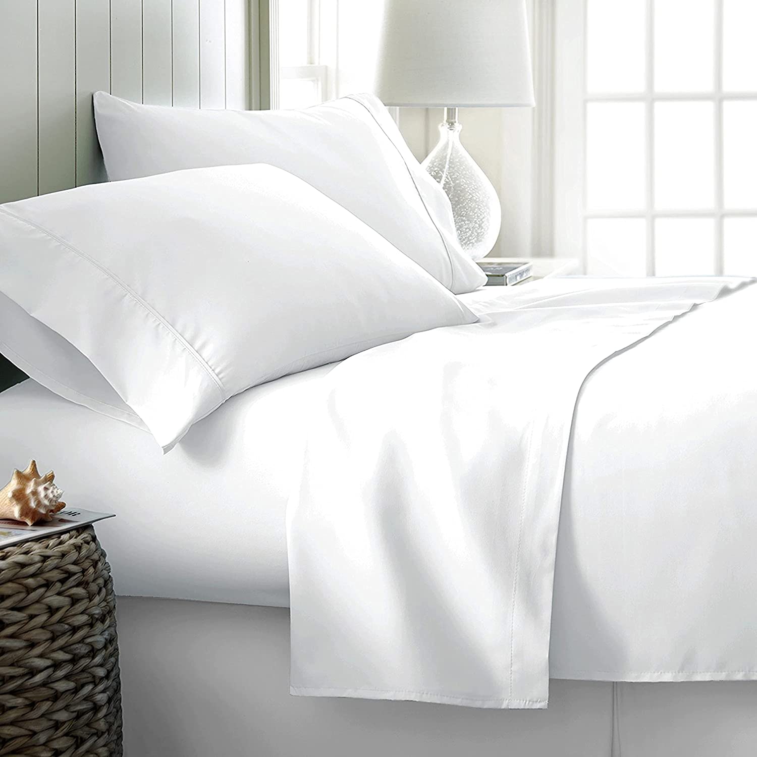 Pure Split King Size Cotton Bed Sheets Set (Split King, 1000 Thread