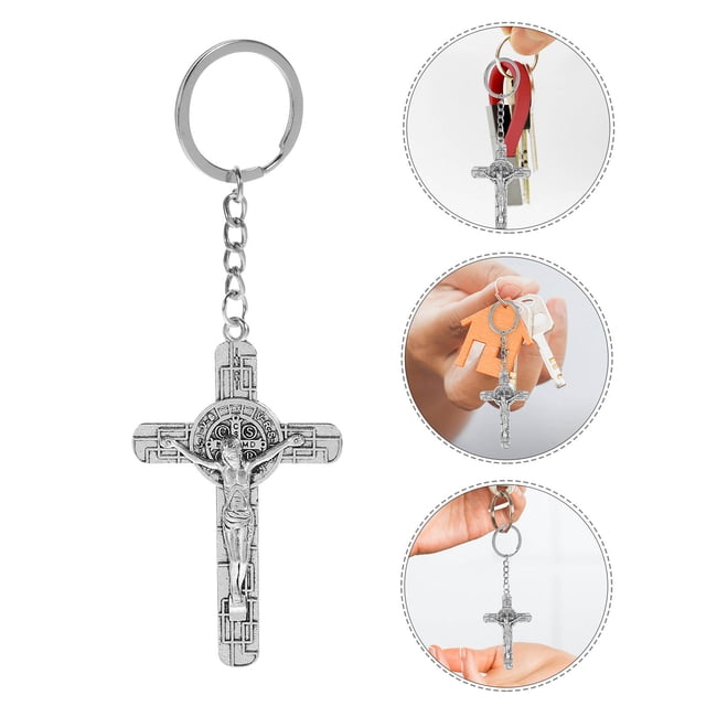 unbranded Llavero De Cruz De Metal Plateado Para Colgar Llaves Decorativo Y Resistente Para Bolsos Y Mochilas