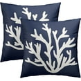 thumbnail image 4 of Beach Navy Blue Coral Throw Pillow Cover 18x18 Inch Pack of 2 Summer Blue and White Nautical Cushion Pillow Case Square Cotton Coastal Pillowcase for Party Bed Sofa Home Car Bedroom Outdoor, 4 of 6