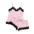 thumbnail image 7 of Thousandth Womens Summer Fashion Elastic Waistband Breathable 2 Piece Satin Pajamas Set Lace Trim Spaghetti Strap Cami Top and Shorts Sleepwear Loungewear, 7 of 7
