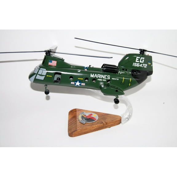 HMM-263 Thunder Chickens CH-46 (156472) Model, 1/38 (14") Scale, Mahogany, Phrog