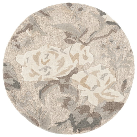 SAFAVIEH Martha Stewart Rose Chintz Floral Wool Area Rug, Bedford Grey, 8' x 8' Round