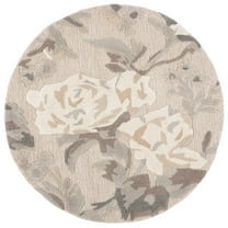 SAFAVIEH Martha Stewart Rose Chintz Floral Wool Area Rug, Bedford Grey, 8' x 8' Round