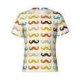 thumbnail image 4 of Vsdgher Colorful Mustache Print Men's Dry Fit Mesh Athletic Shirts Moisture Wicking Tennis T-Shirt Tops, 4 of 9