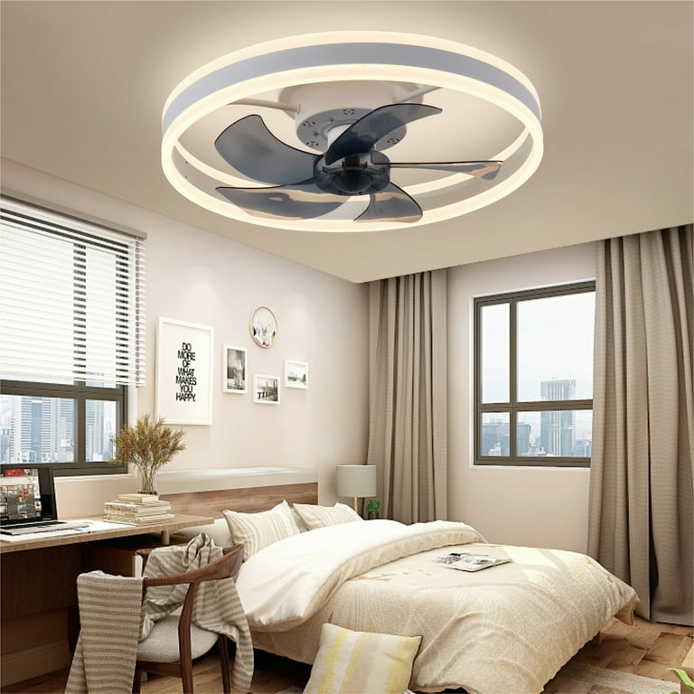 22 Ultra-thin LED Ceiling Fan Light Remote Control Flush Mount Ceiling Fan  Lamp