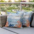 thumbnail image 3 of Outdoor Pillow Covers Pack of 2, Red Blue Coral Summer Ocean Waterproof Throw Pillowcase Cushion Cases, Starfish Eucalyptus Retro Plank Decorative Pillow Cover for Couch Sofa Home Bed Patio, 3 of 9