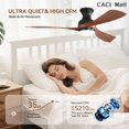 thumbnail image 2 of Sofucor 52" Flush Mount Ceiling Fan with Light, 3 Dark Wood Grain ABS Blades, Quiet DC Motor, Dimmable 18W LED, 6-Speed Remote with Display, Reversible, Timer for Bedroom Living Room, 2 of 13
